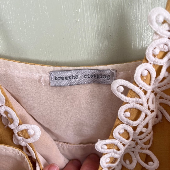 ❤️Yellow and White Crochet Mini Babydoll Dress, Hand-Dyed Cotton, Handmade - Picture 4 of 6